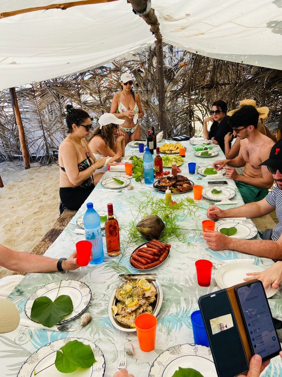 Beach BBQ lunch during island excursion in Mauritius