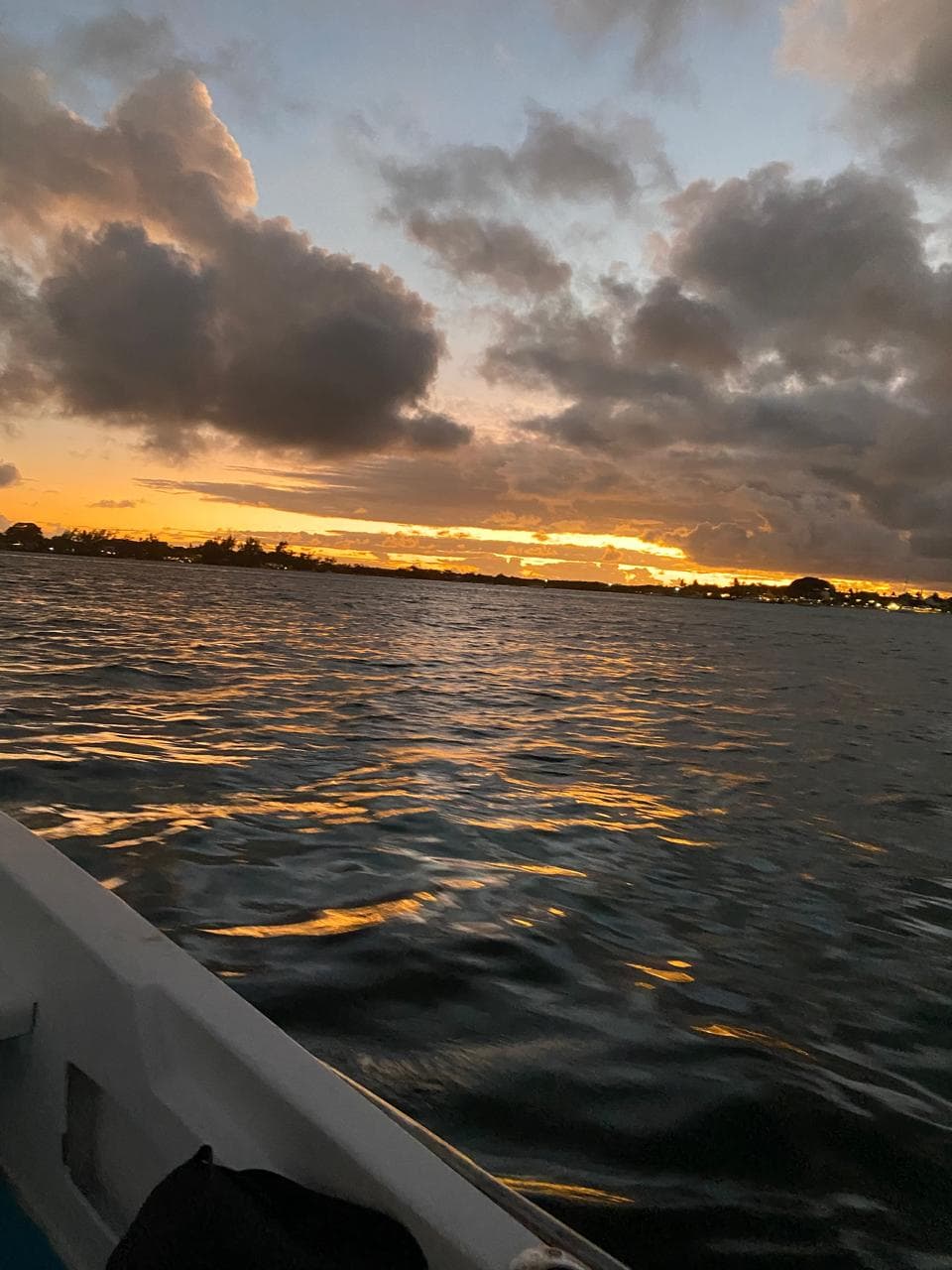 Beautiful sunset view from speedboat cruise in Mauritius